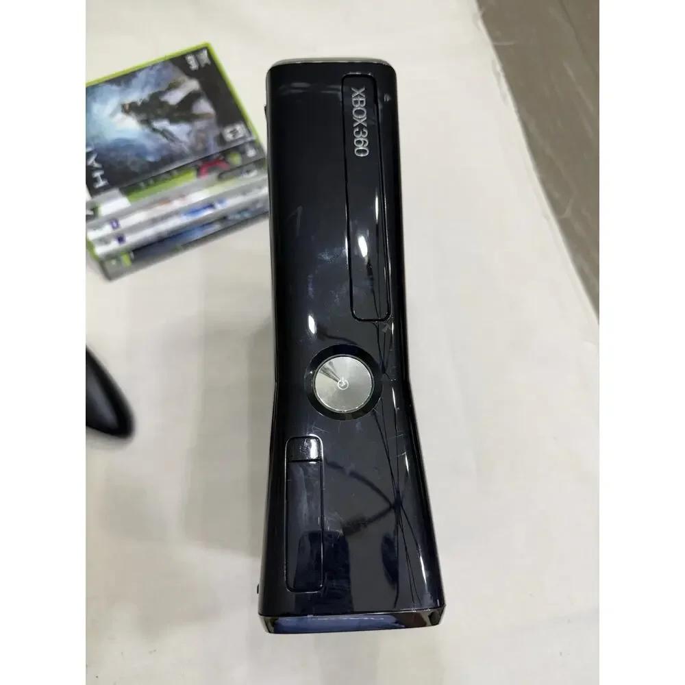 Xbox 360 Slim Black 250GB Console Tested Working Controller - 5 GAMES